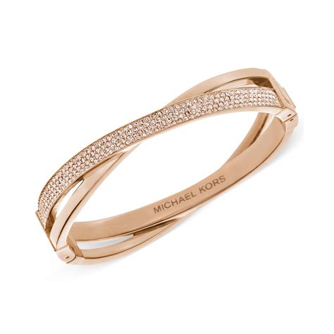 michael kors rose gold plated crystal bangle|Michael Kors rose gold necklace.